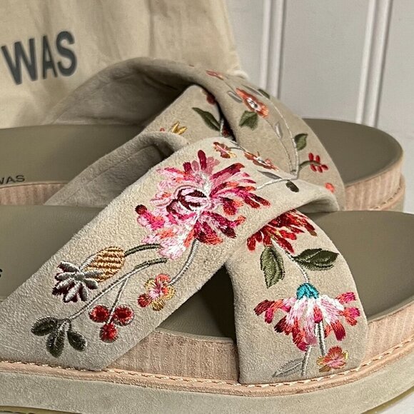 Johnny Was Viviana X Band Suede Slip On Sandal Boho Chic JWS3222 Size 8 - Picture 9 of 10